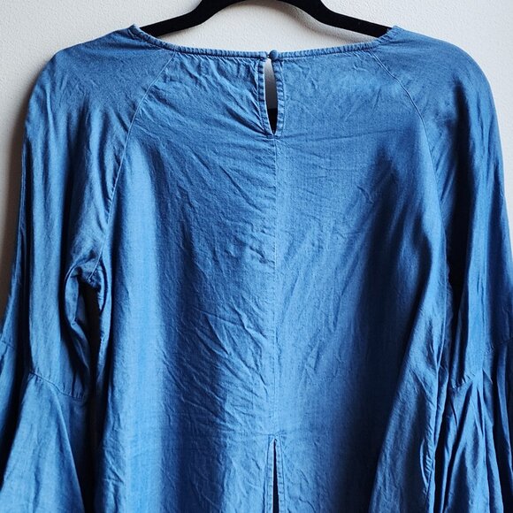 LC Lauren Conrad Denim Three Quarter Sleeve Blouse Size Small - Picture 11 of 13